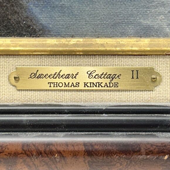 Vtg Thomas Kinkade Sweetheart Cottage 2 Framed Canvas Classics Collection W/ COA - Picture 2 of 15
